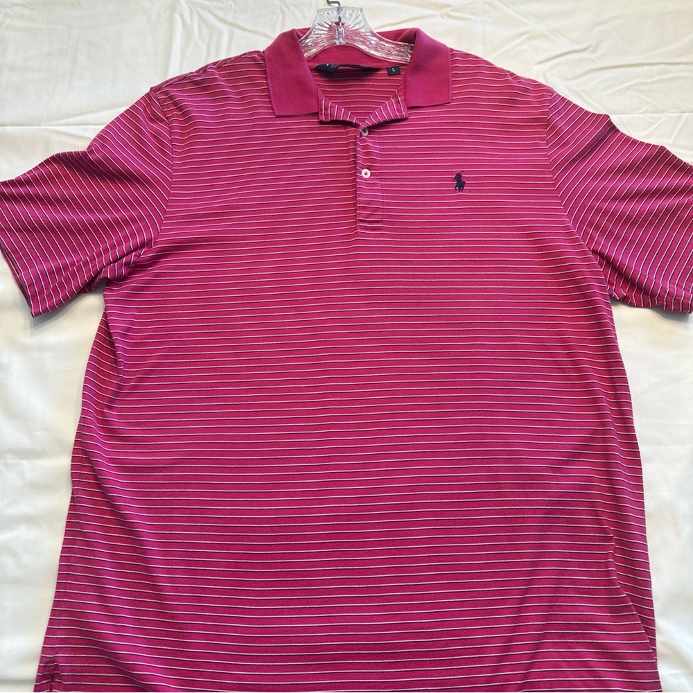 Men's Pink Striped Polo Shirt